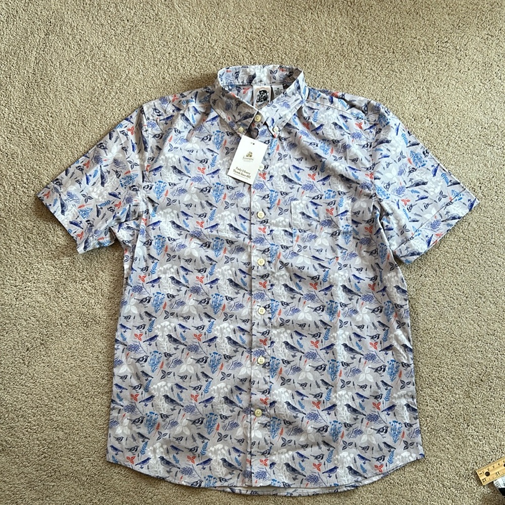 Bird Print Cotton Men’s Shirt New with Tags Medium